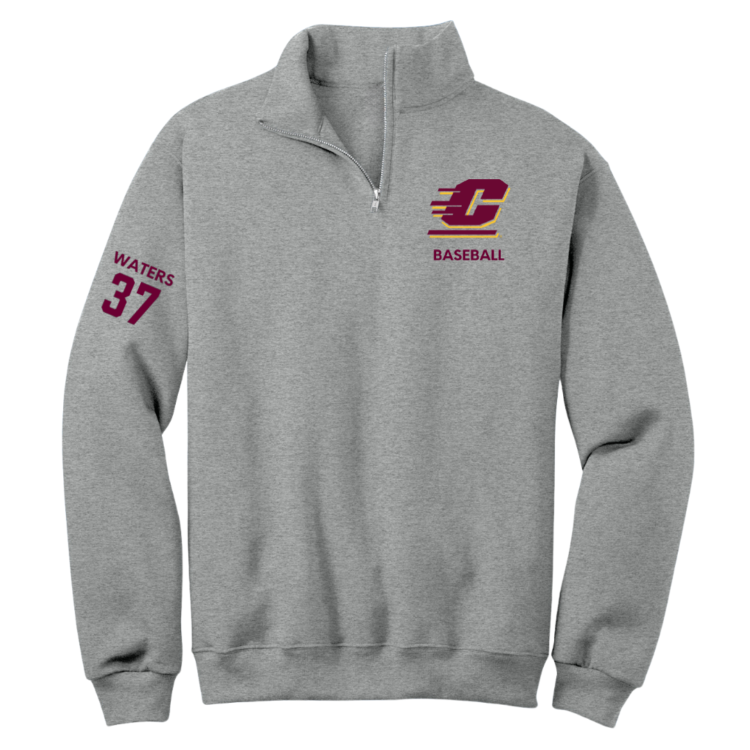 Central Michigan University Baseball Sport Gray Quarter-Zip - #37 Evan Waters