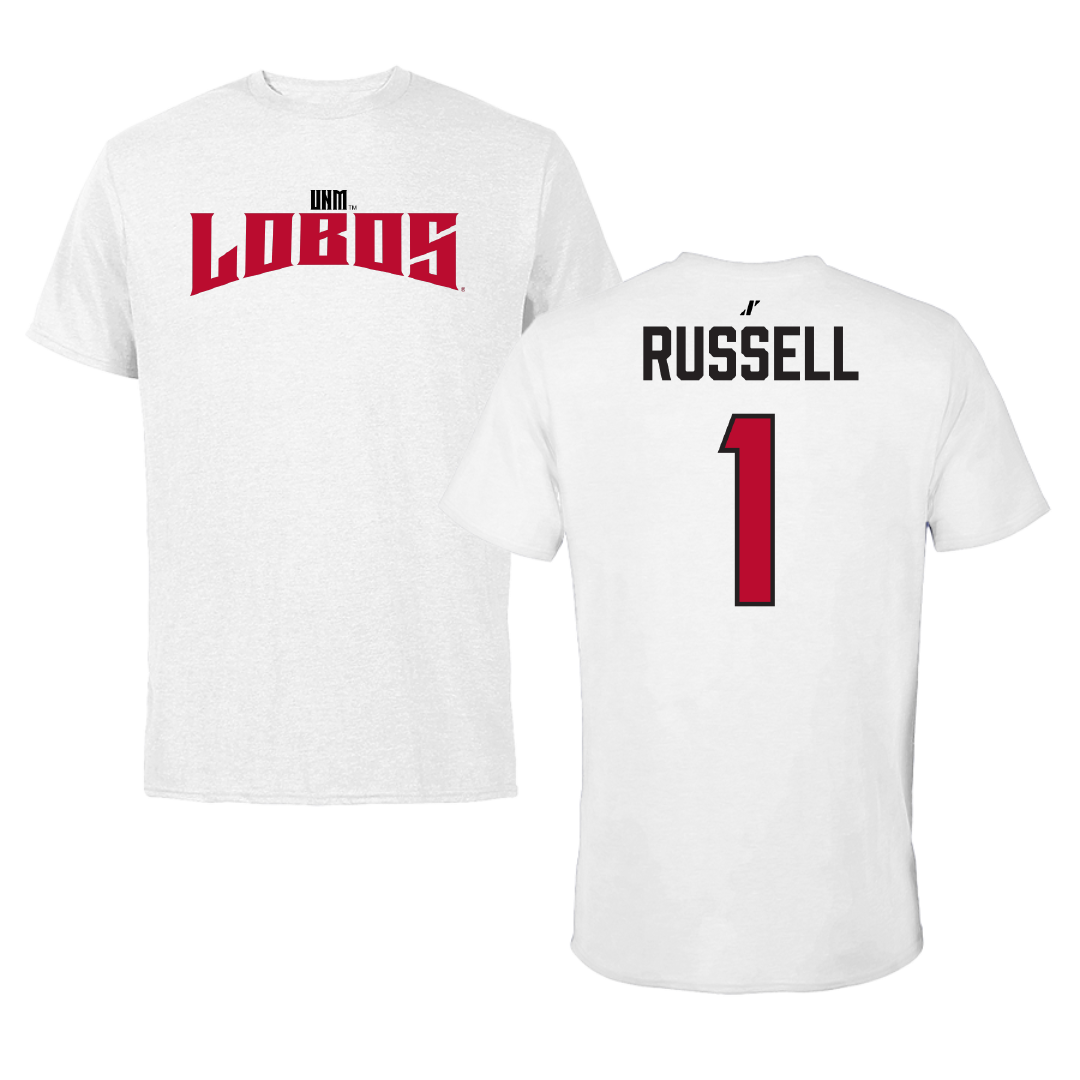 University of New Mexico Baseball White Classic Tee - #1 Tristan Russell