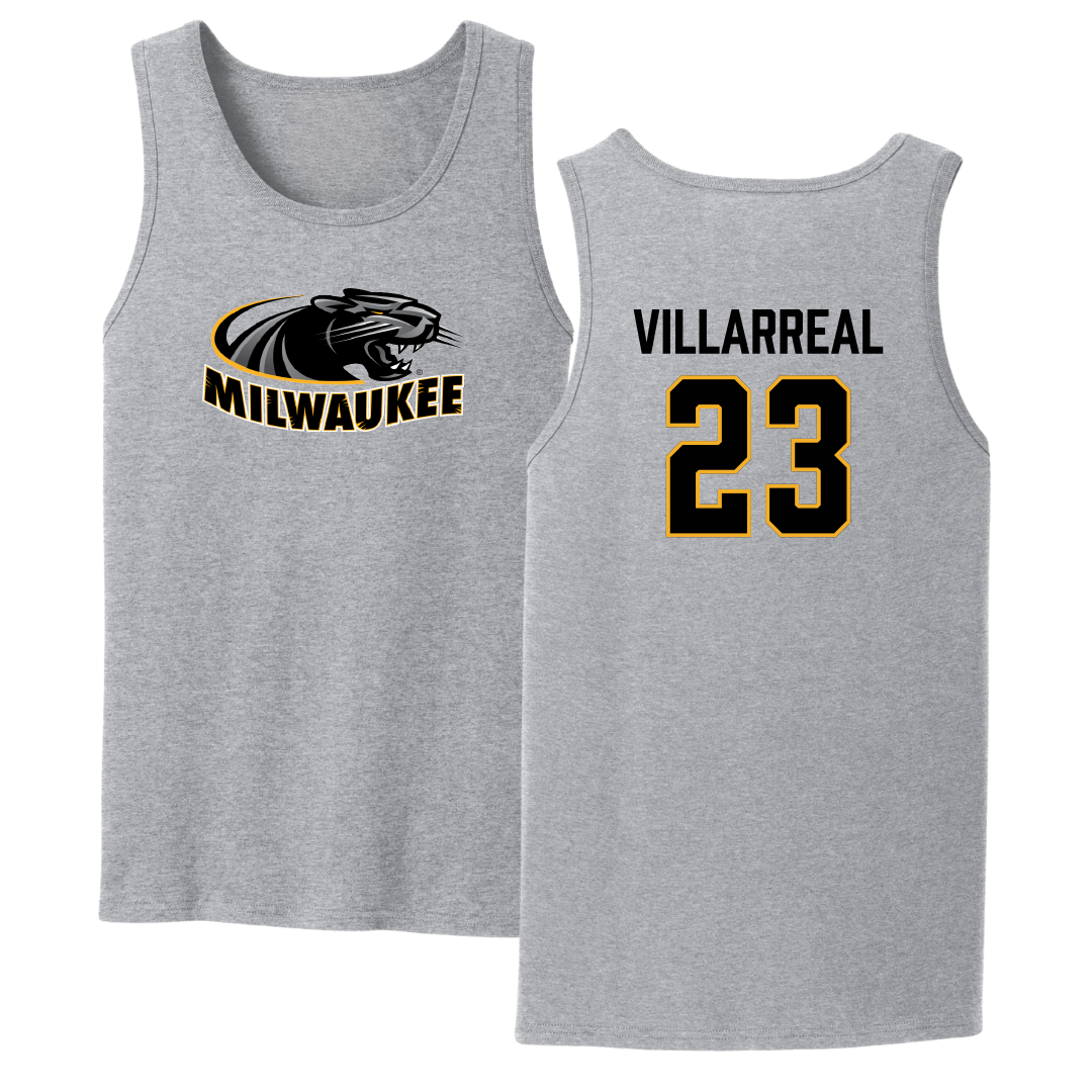 University of Wisconsin-Milwaukee Basketball Sport Gray Tank Top - #23 Austin Villarreal