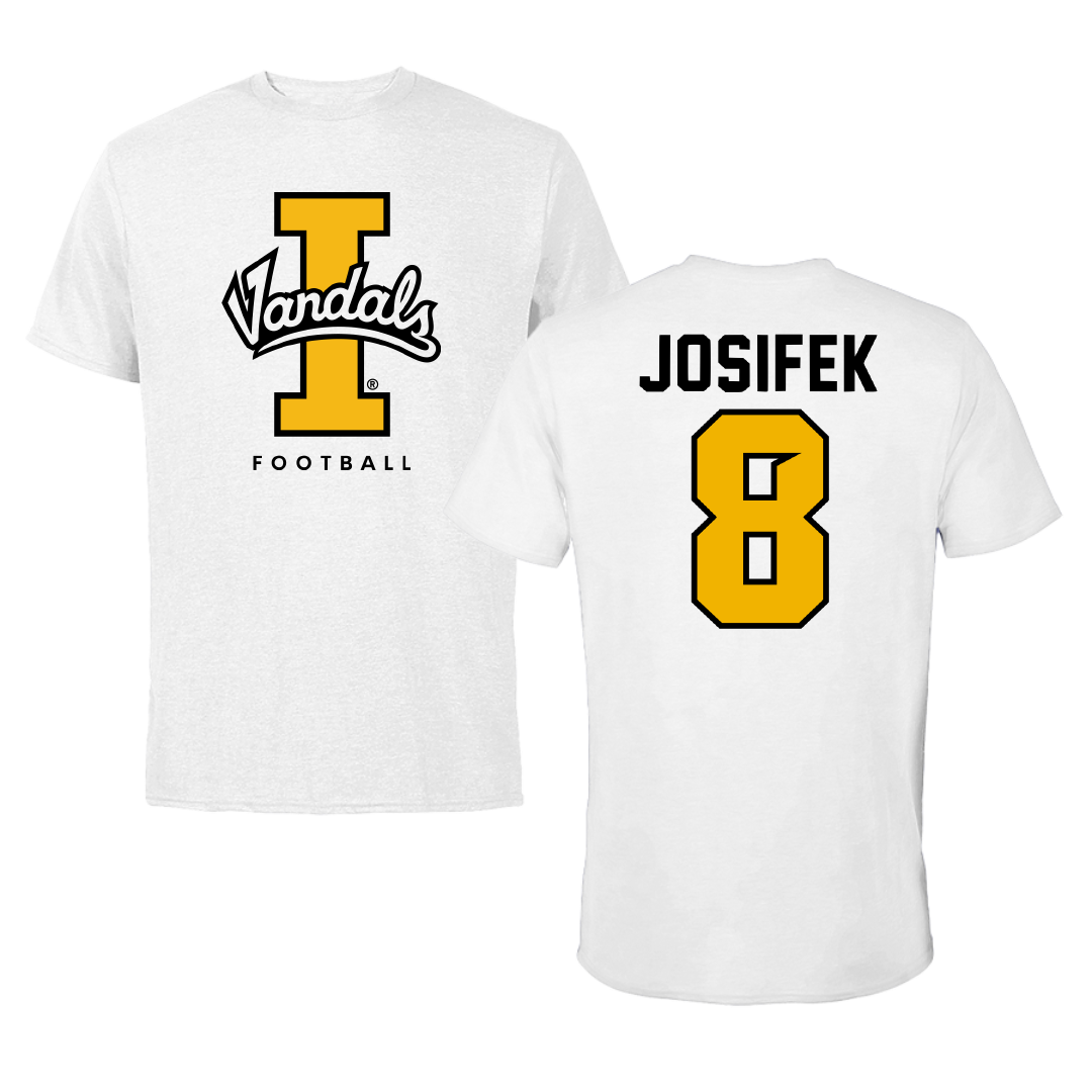 University of Idaho Football White Vandals Performance Tee - #8 Nicholas Josifek