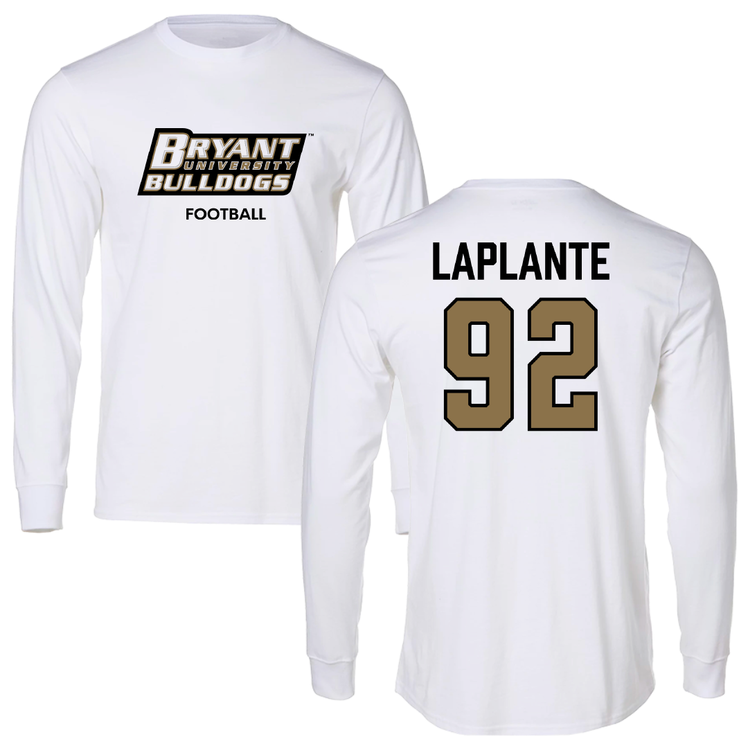 Bryant University Football White Performance Long Sleeve - #92 Nathan LaPlante