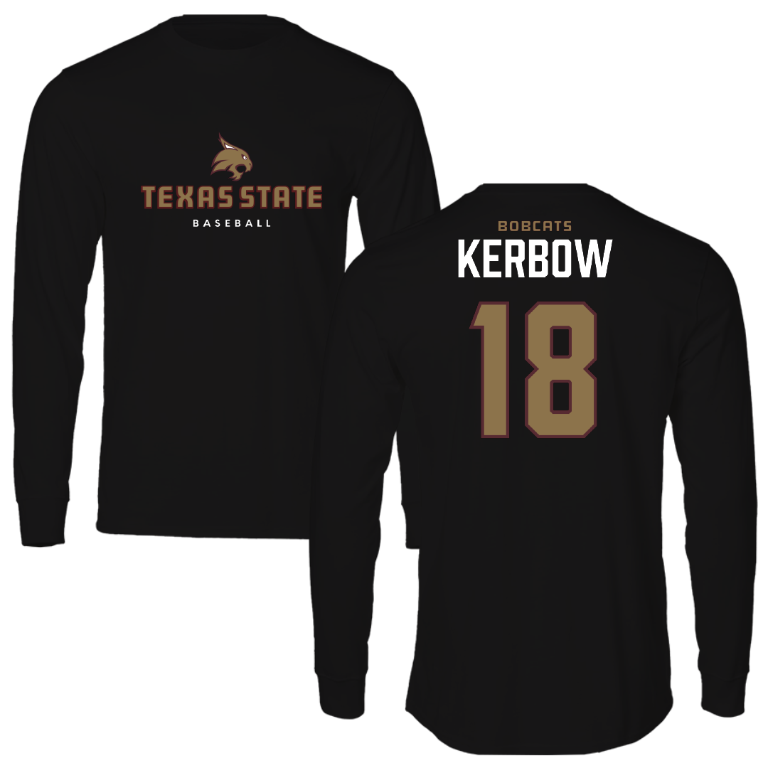Texas State University Baseball Black Long Sleeve - #18 Dylan Kerbow
