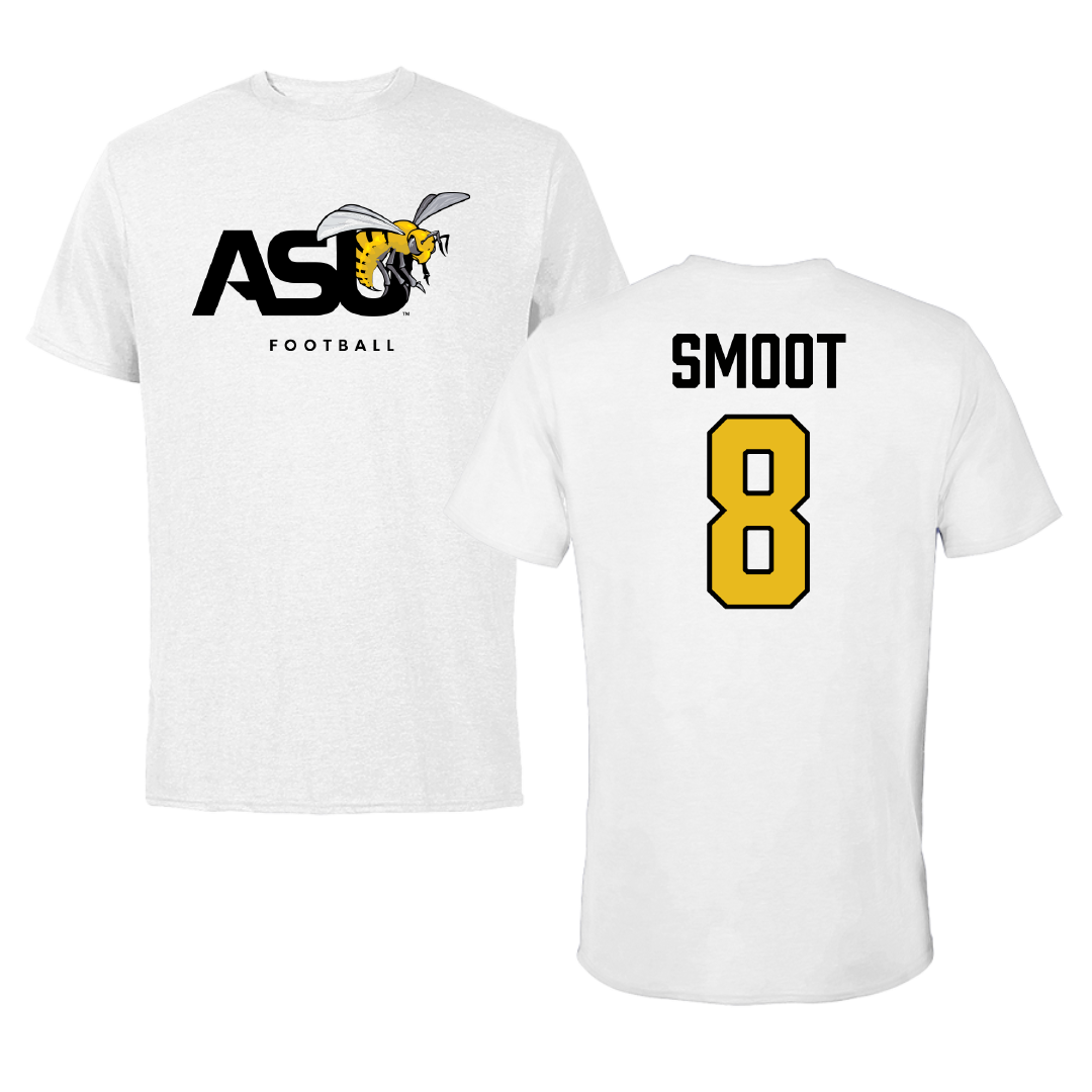 Alabama State University Football White ASU Tee - #8 Te'Sean Smoot