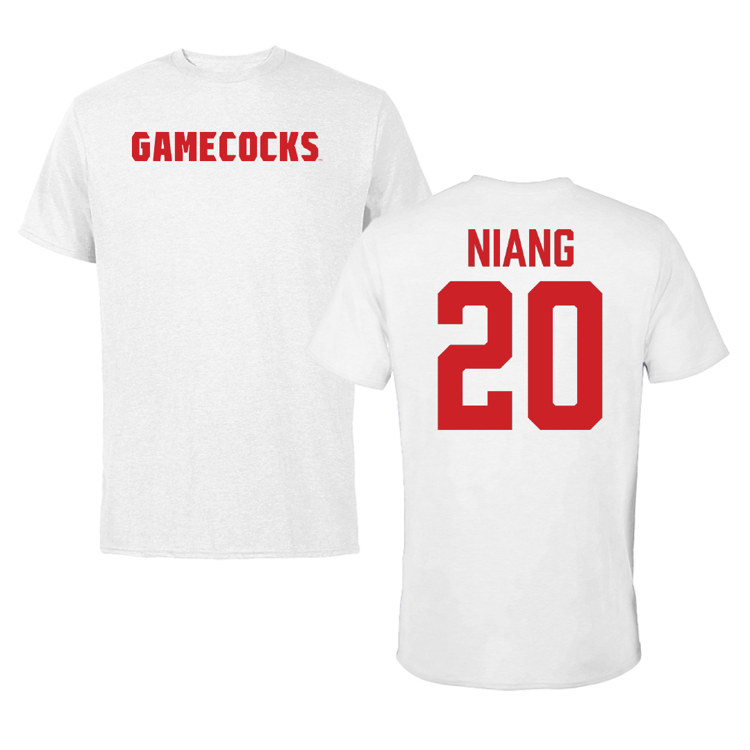 Jacksonville State University Basketball White Performance Tee - #20 Gora Niang