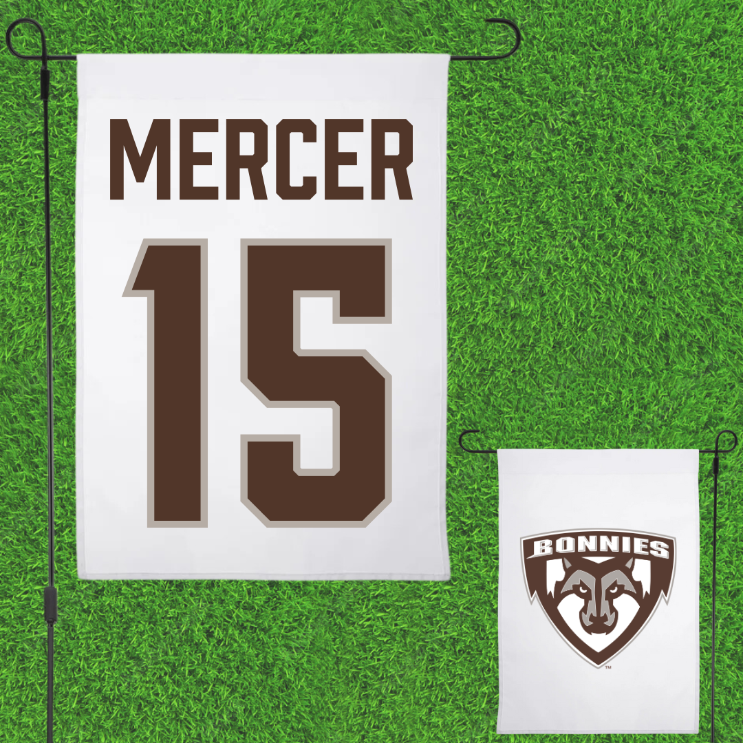 St. Bonaventure University Soccer White Garden Flag - #15 Dean Mercer