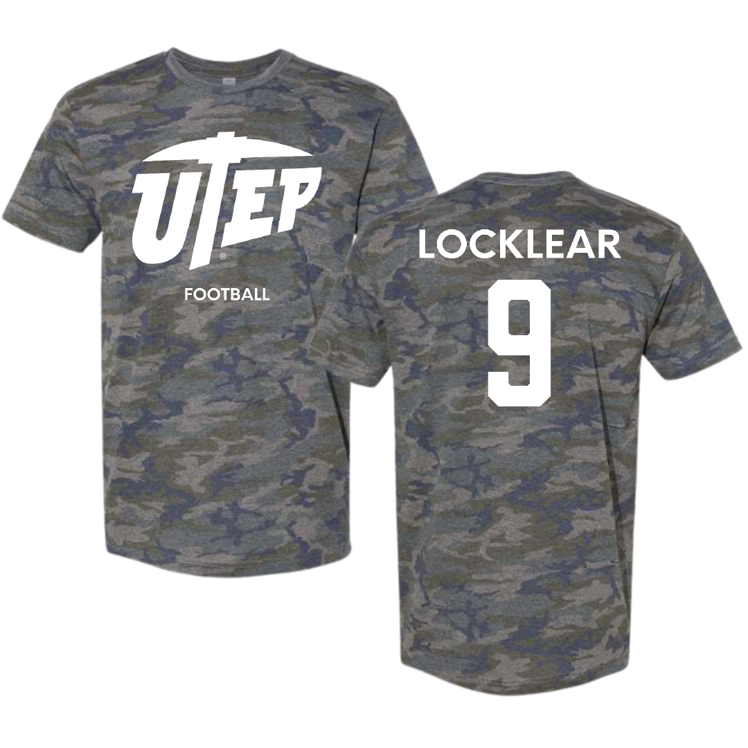 University of Texas at El Paso Football Vintage Camo Tee - #9 Skyler Locklear