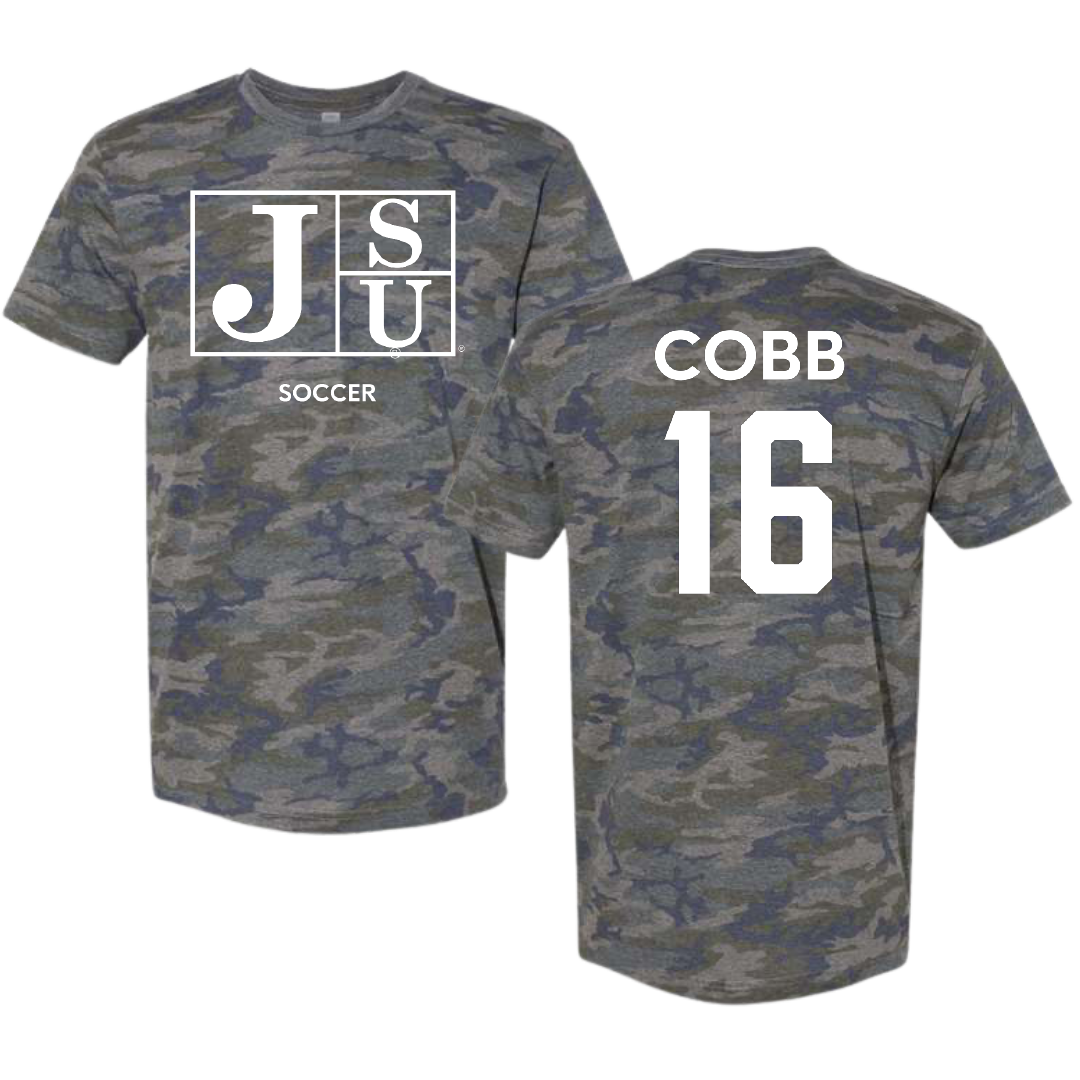 Jackson State University Soccer (W) Vintage Camo Tee - #16 Olivia Cobb