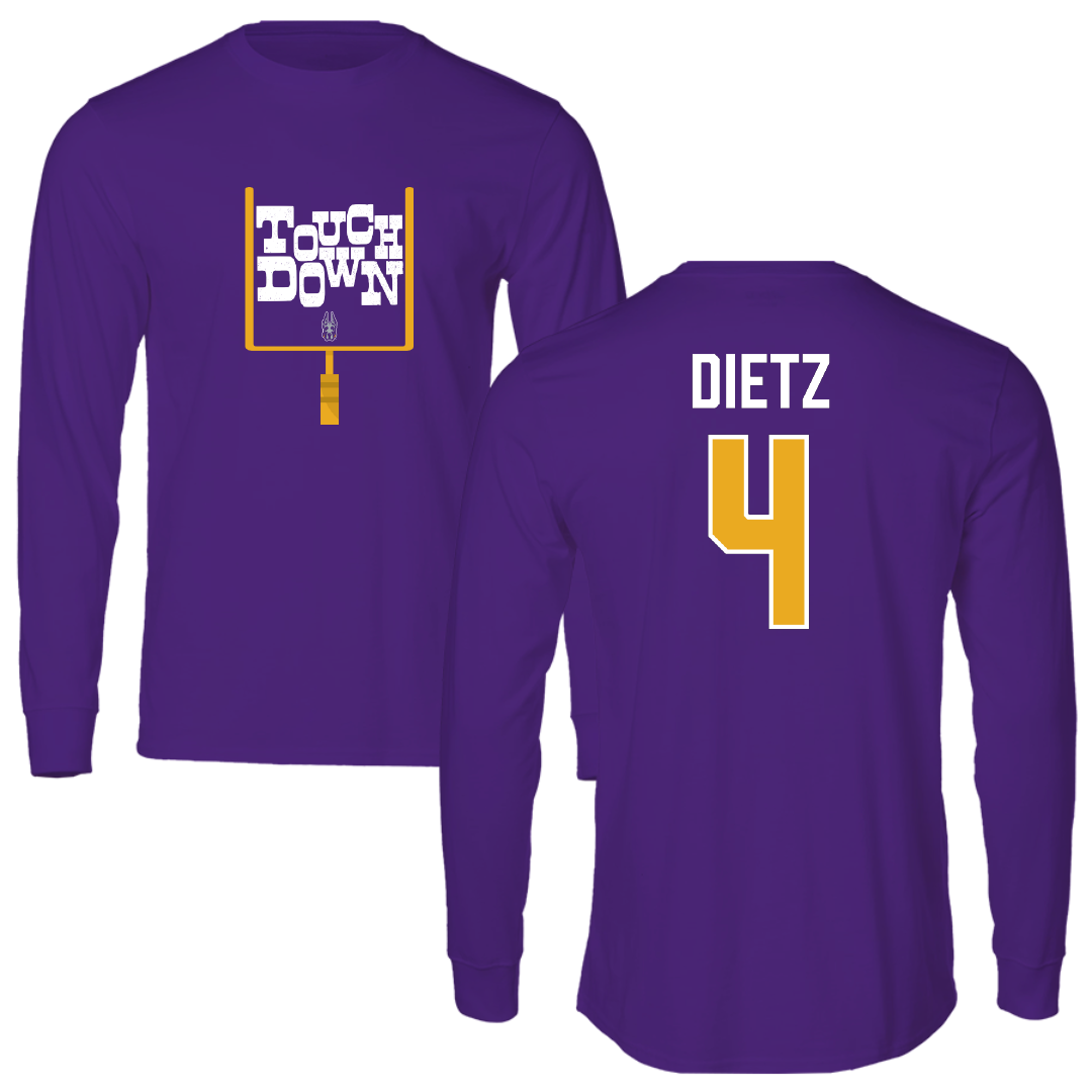 University at Albany Football Purple Touchdown Performance Long Sleeve - #4 MarQeese Dietz