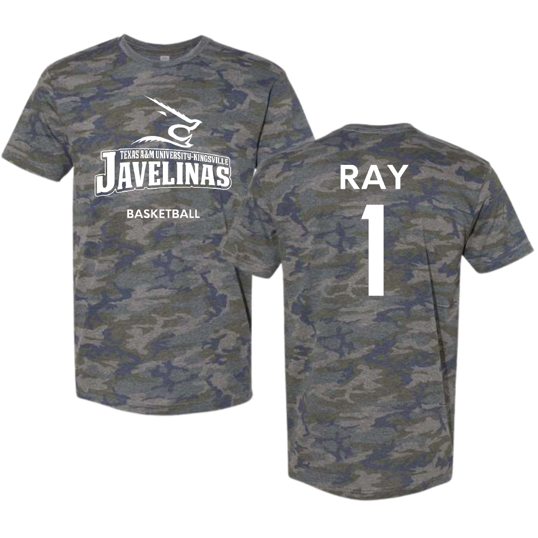 Texas A&M University-Kingsville Basketball (W) Vintage Camo Tee - #1 Shelby Ray