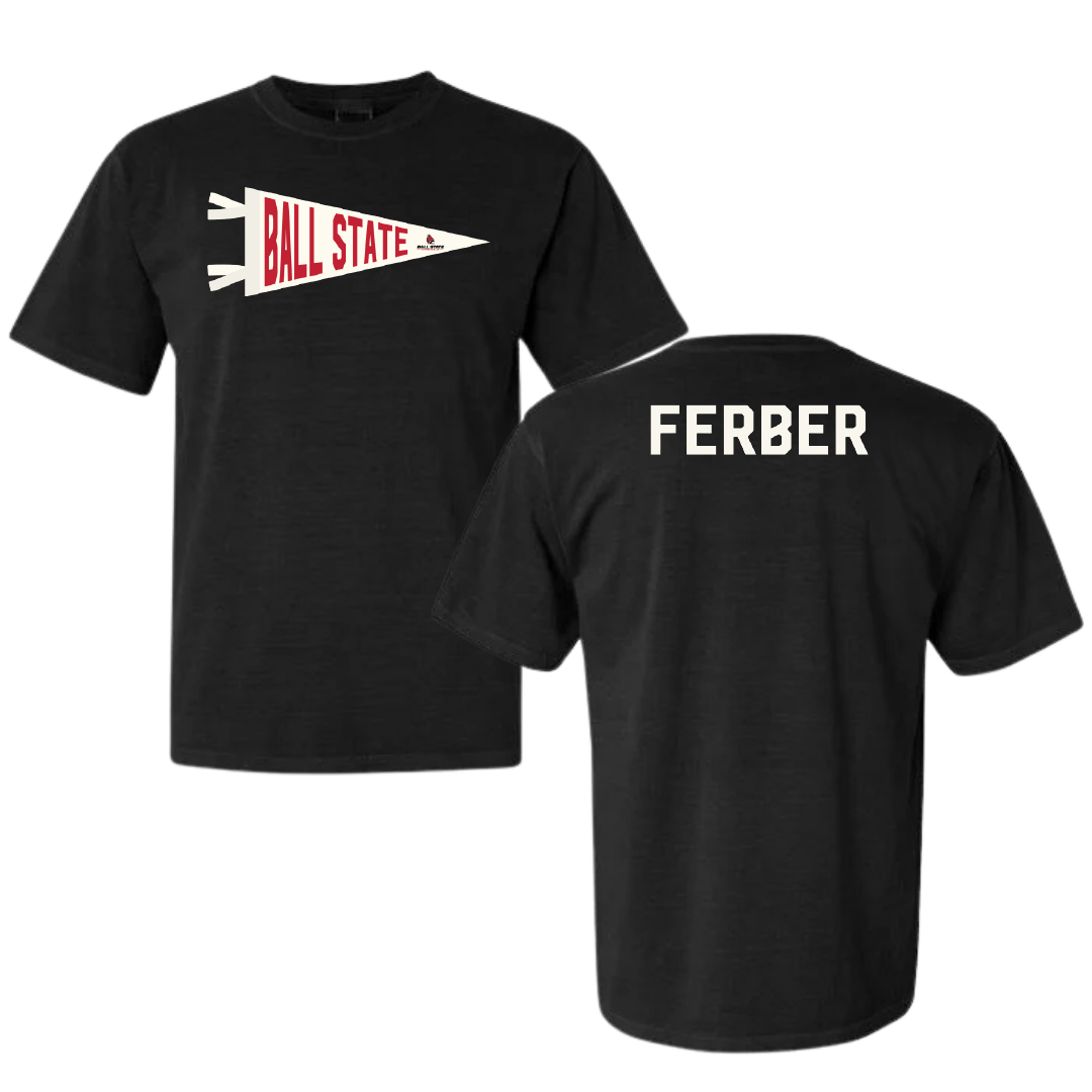 Ball State University Swimming & Diving Black Pennant Comfort Colors Tee - Reeve Ferber