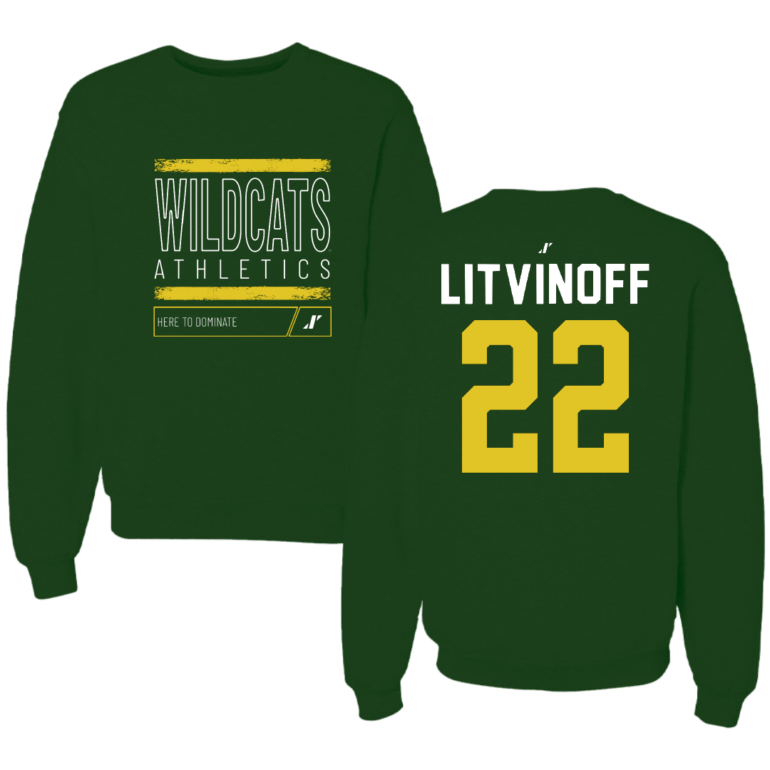 Northern Michigan University Basketball Forest Green Dominate Crewneck - #22 Kennedy Litvinoff