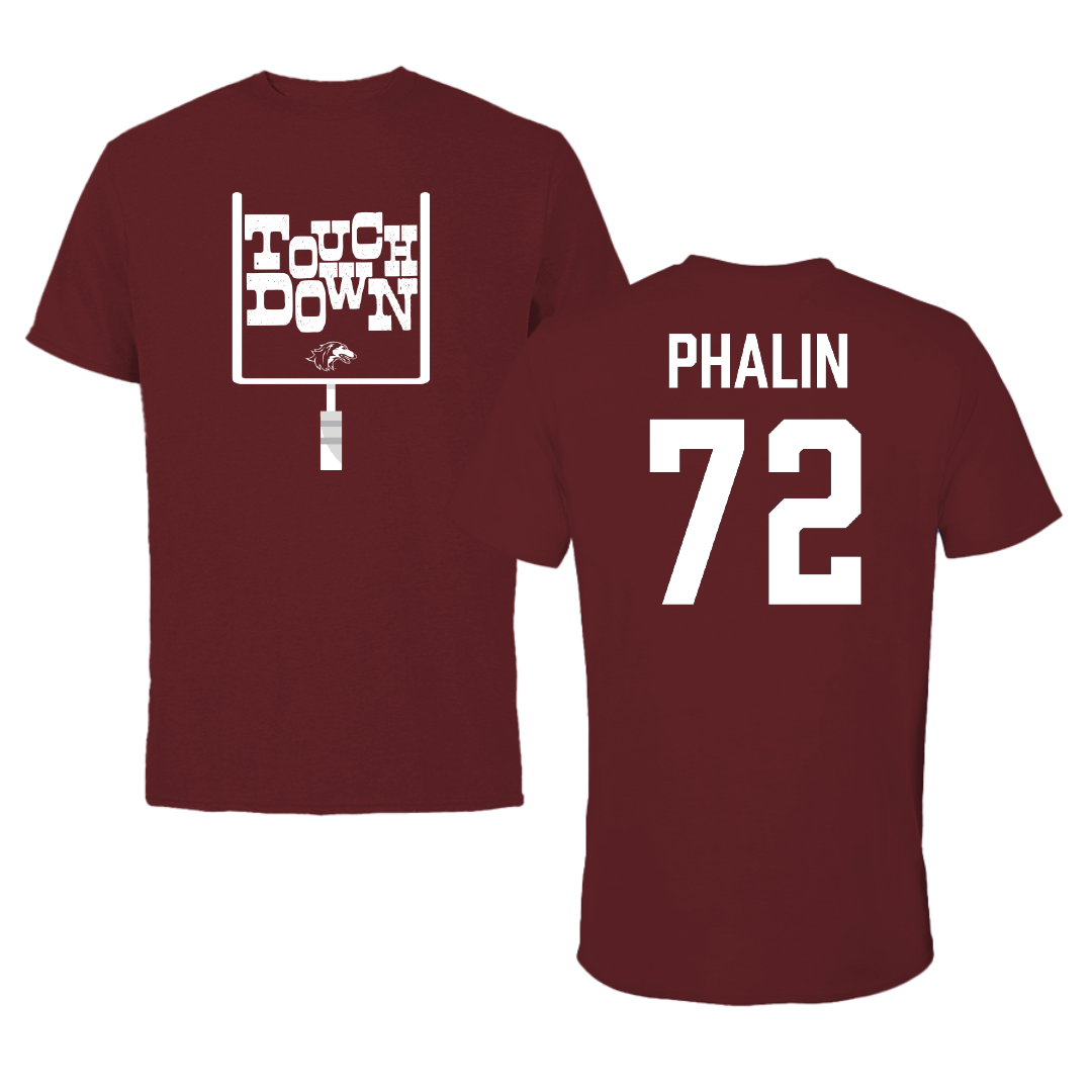Southern Illinois University at Carbondale Football Maroon Touchdown Performance Tee - #72 Cooper Phalin