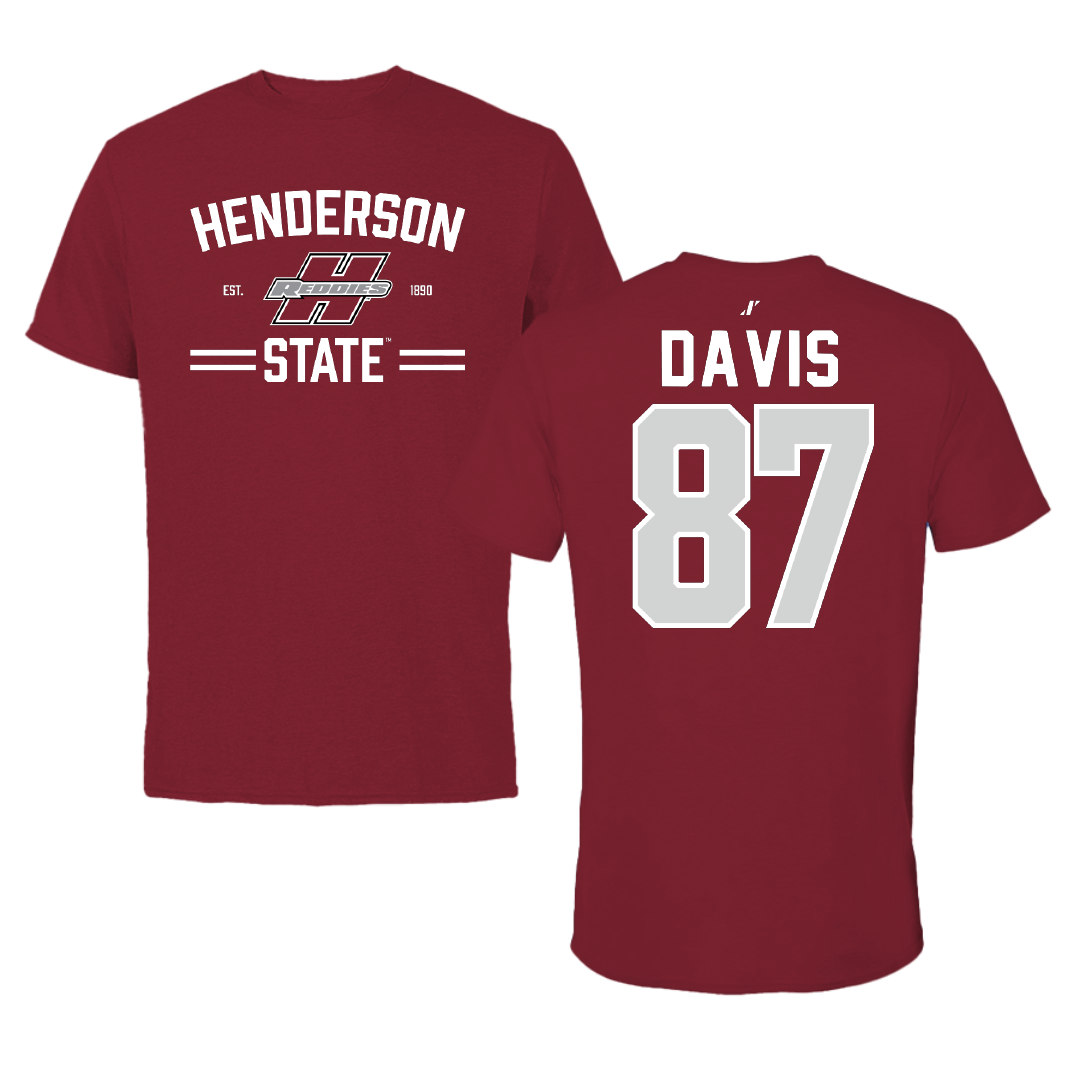 Henderson State University Football Cardinal General Tee - #87 Cayden Davis