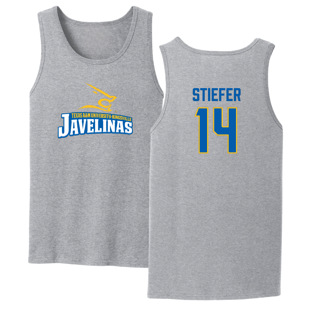 Texas A&M University-Kingsville Beach Volleyball Sport Gray Tank Top - #14 Meghan Stiefer