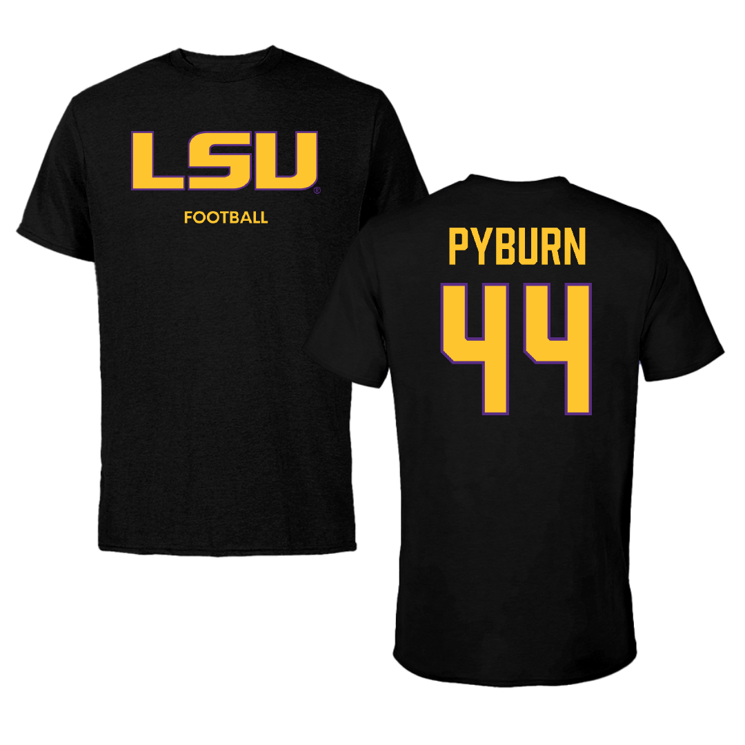 Louisiana State University Football Black Performance Tee - #44 Jack Pyburn