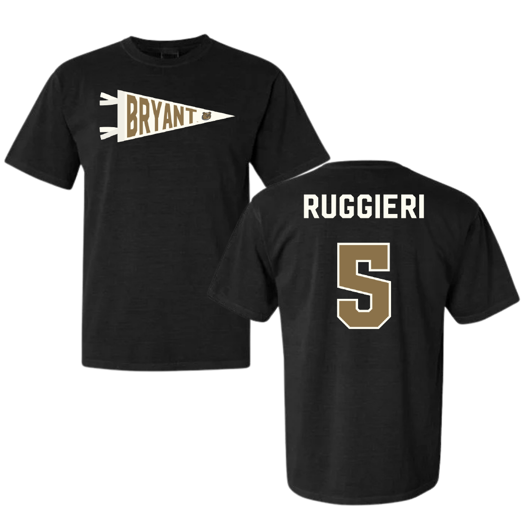 Bryant University Football Black Pennant Comfort Colors Tee - #5 Landon Ruggieri