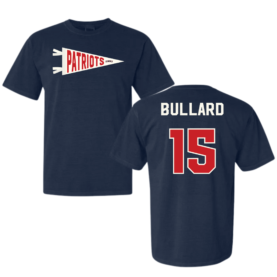 Dallas Baptist University Basketball Navy Pennant Comfort Colors Tee - #15 Isaac Bullard