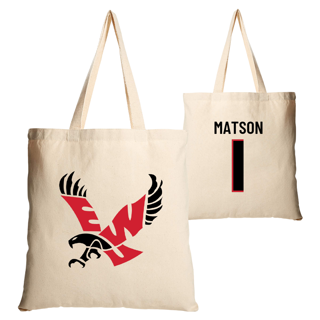 Eastern Washington University Soccer Tan Canvas Tote Bag - #1 Kiara Matson