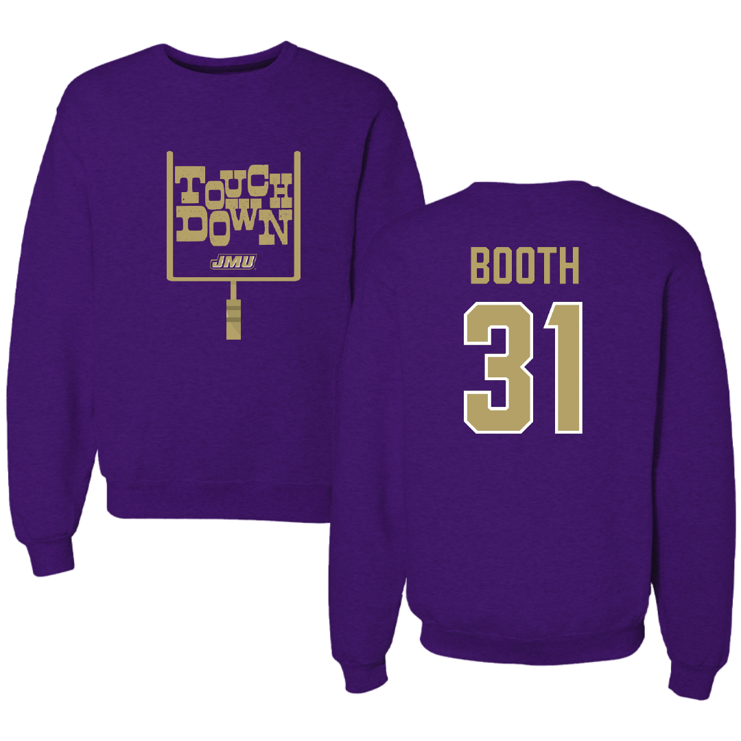 James Madison University Football Purple Touchdown Crewneck - #31 Antoine Booth