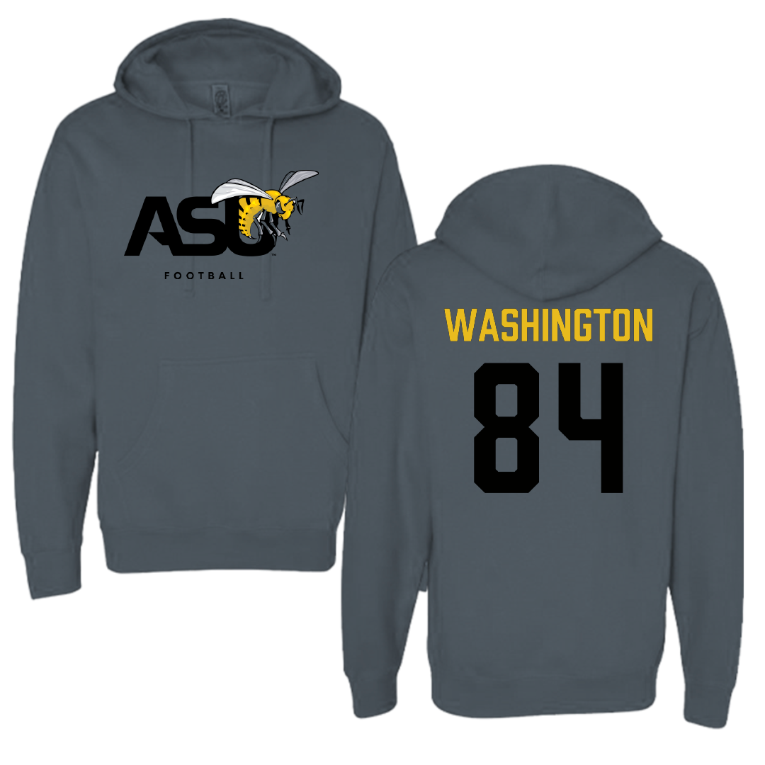 Alabama State University Football Dark Gray Hoodie - #84 Joshua Washington