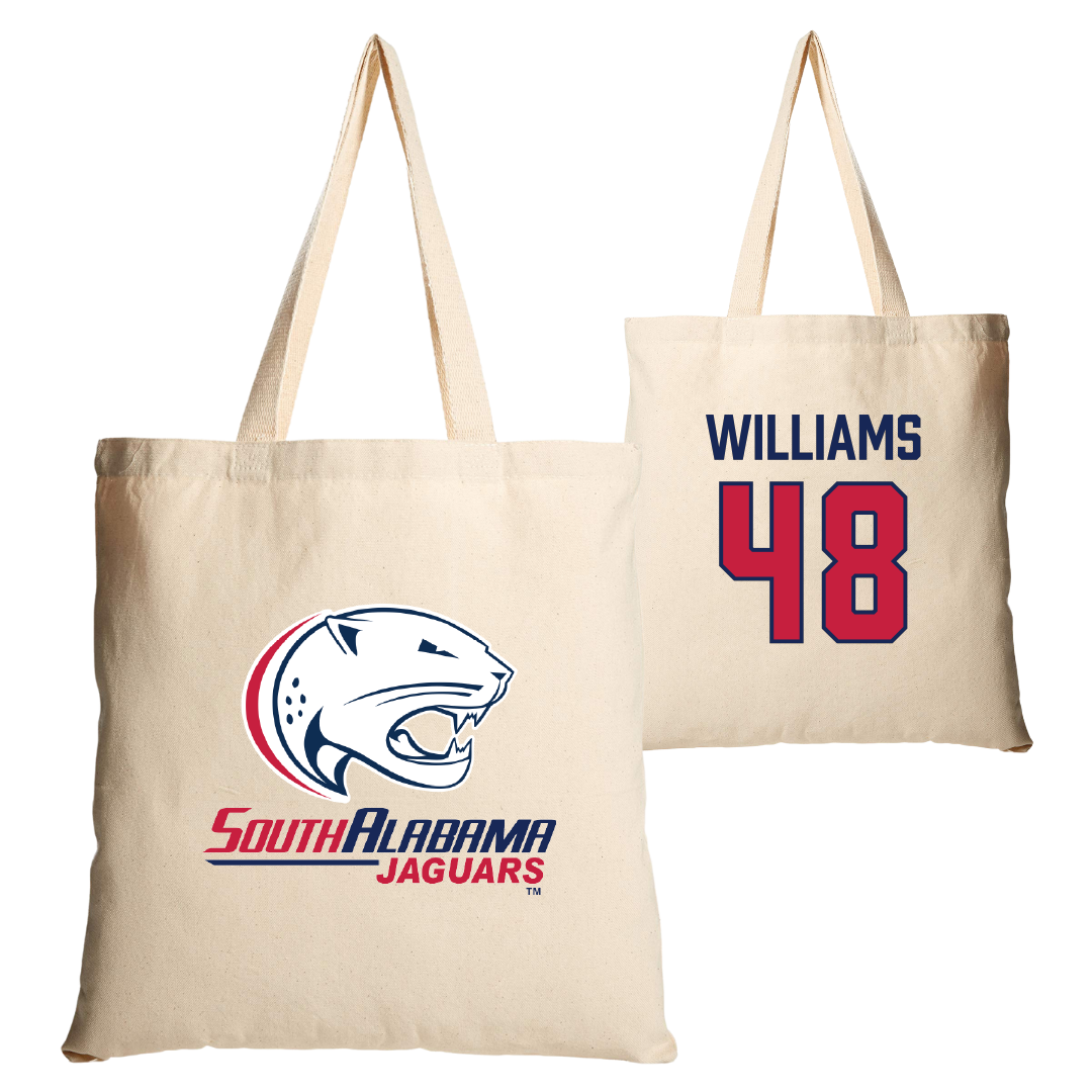 University of South Alabama Football Tan Canvas Tote Bag - #48 Jordan Williams