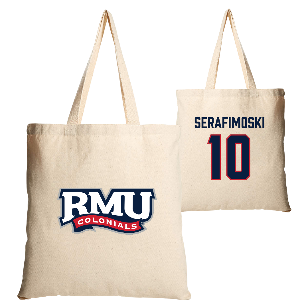 Robert Morris University Basketball Tan Canvas Tote Bag - #10 Vasilije Serafimoski