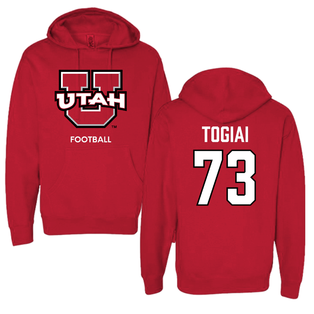 University of Utah Football Red Utes Hoodie - #73 Tanoa Togiai