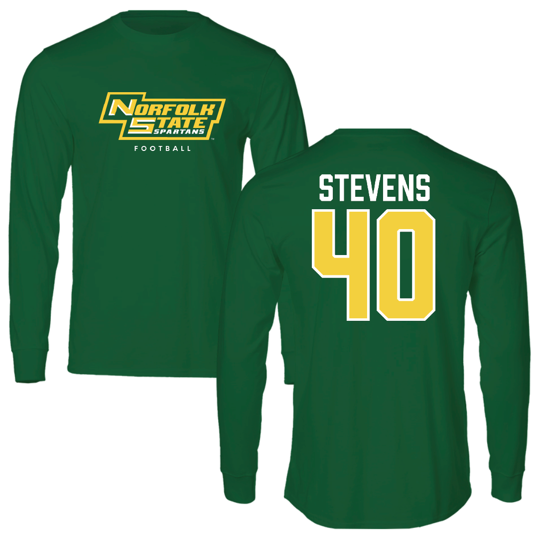 Norfolk State University Football Kelly Green Long Sleeve - #40 Isaiah Stevens
