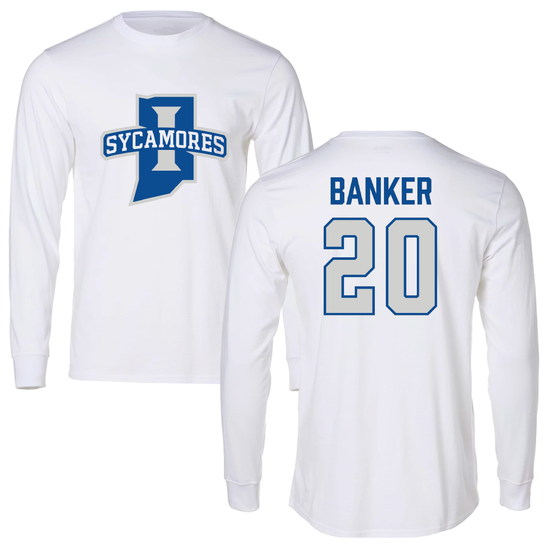Indiana State University Baseball White Performance Long Sleeve - #20 Brady Banker