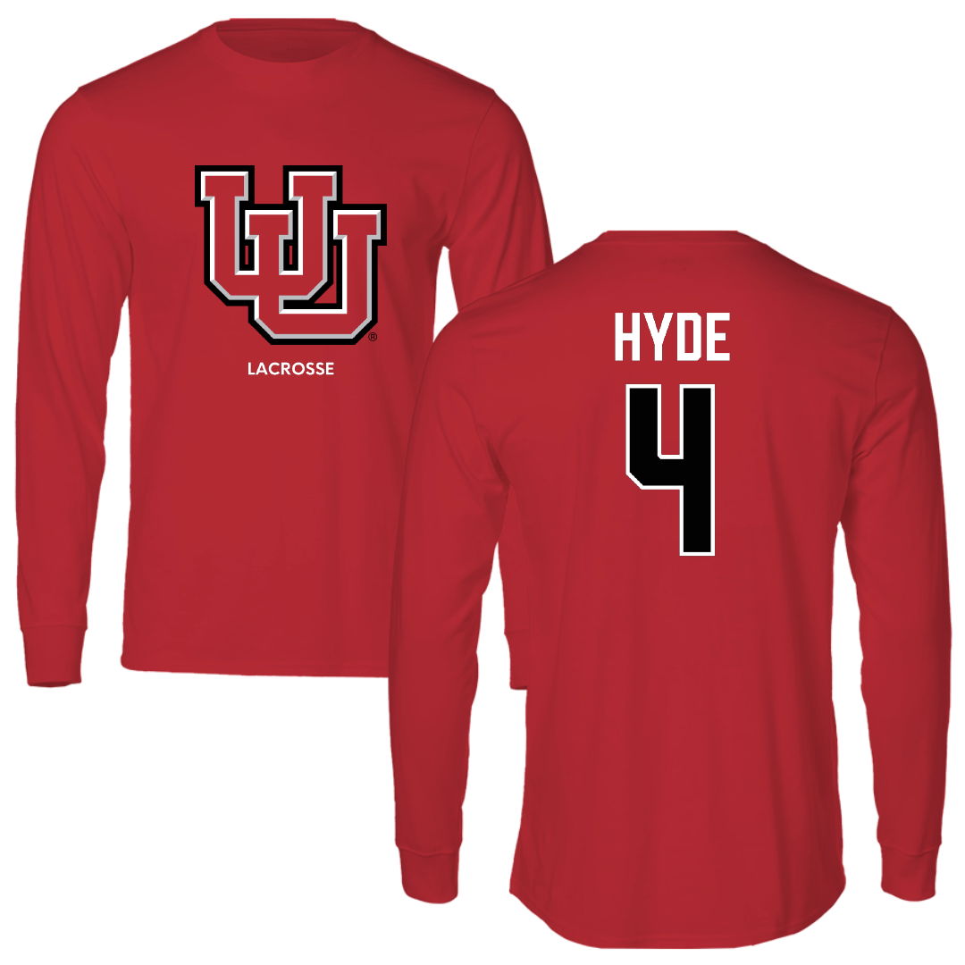 University of Utah Lacrosse (M) Red Block Performance Long Sleeve - #4 Jordan Hyde