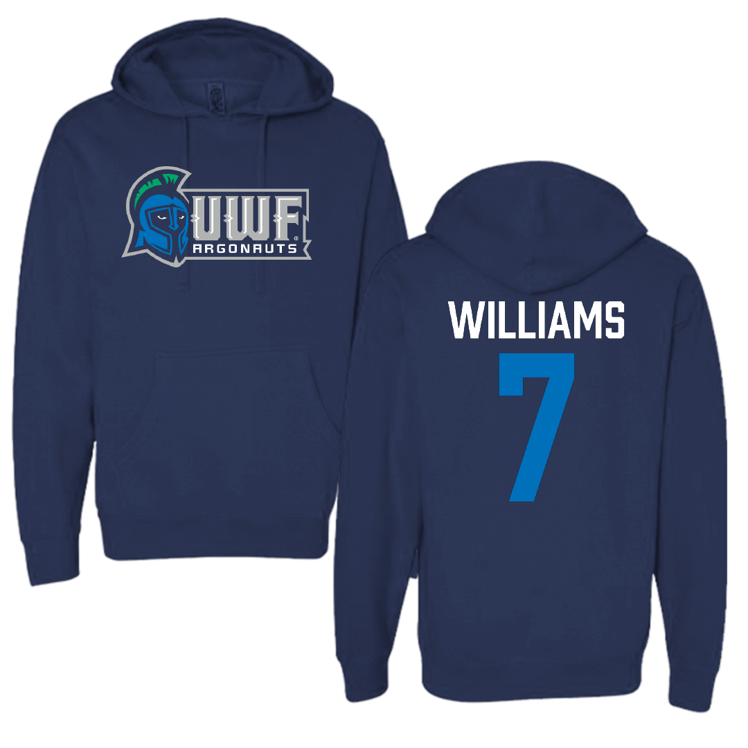 University of West Florida Football Navy Block Hoodie - #7 Justice Williams