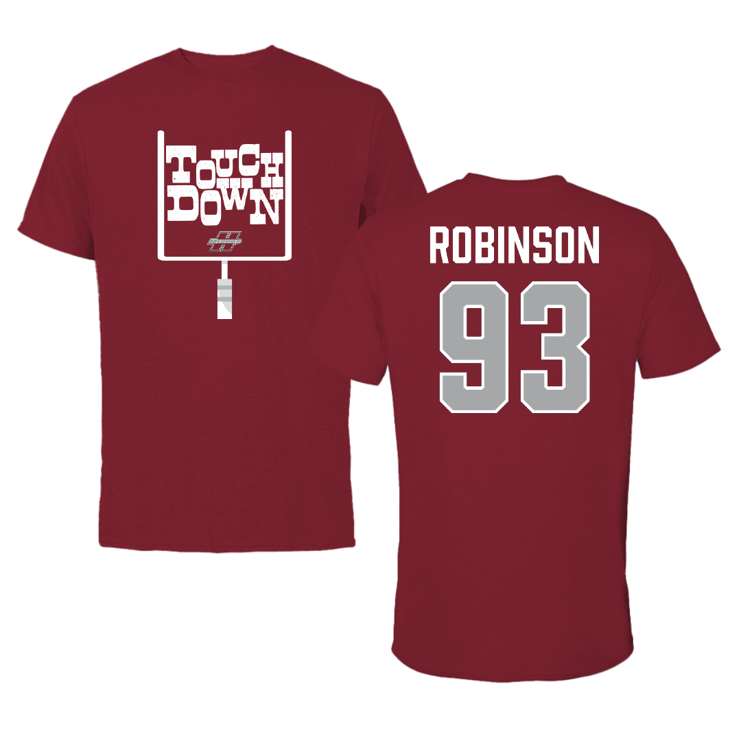 Henderson State University Football Cardinal Touchdown Tee - #93 Shaq'ke Robinson