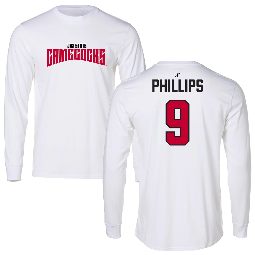 Jacksonville State University Softball White Classics Performance Long Sleeve - #9 Ashley Phillips