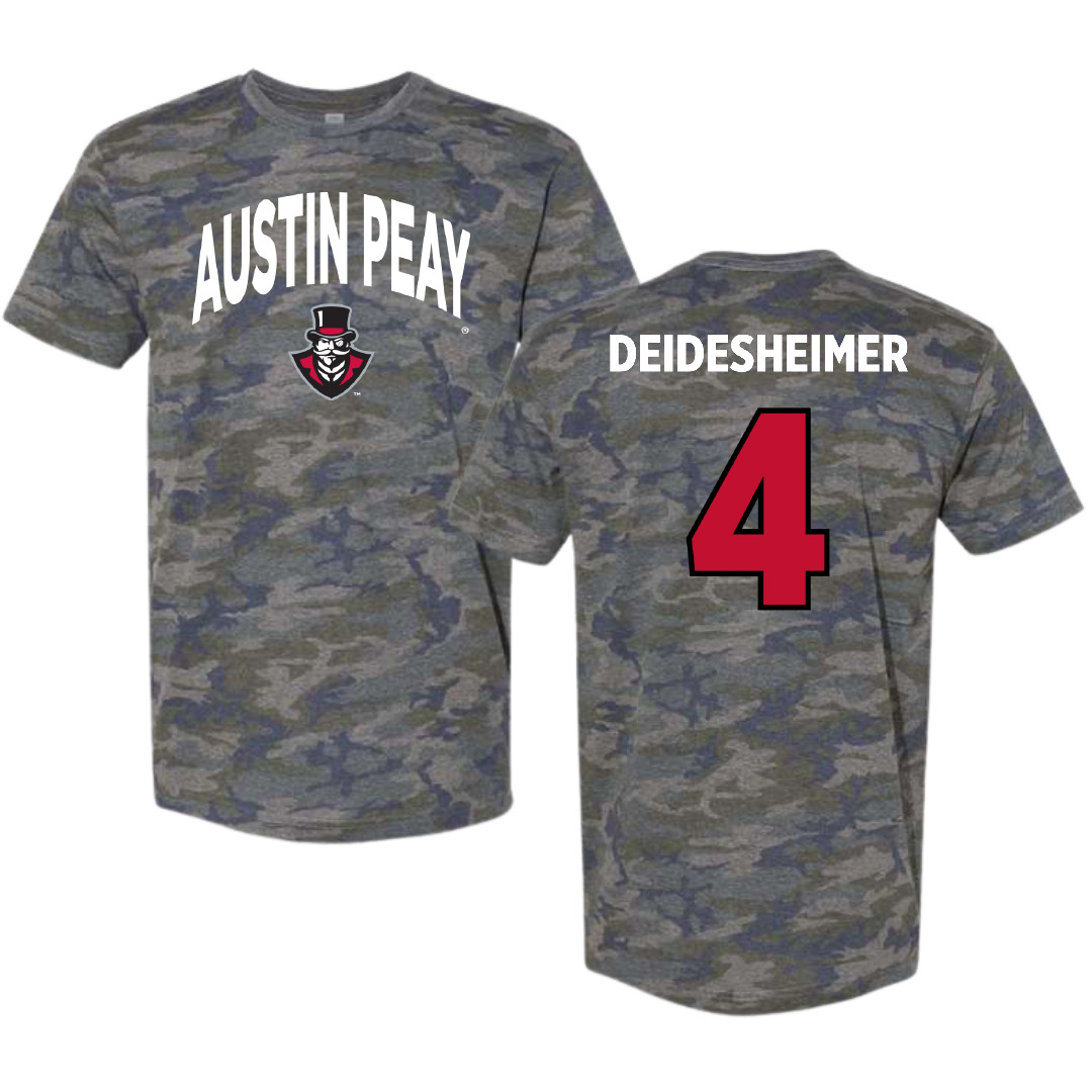 Austin Peay State University Volleyball Vintage Camo Tee - #4 Payton Deidesheimer