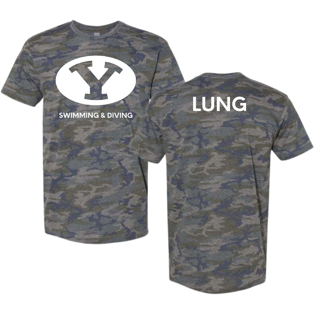 Brigham Young University Swimming & Diving Vintage Camo Tee - Mackenzie Lung