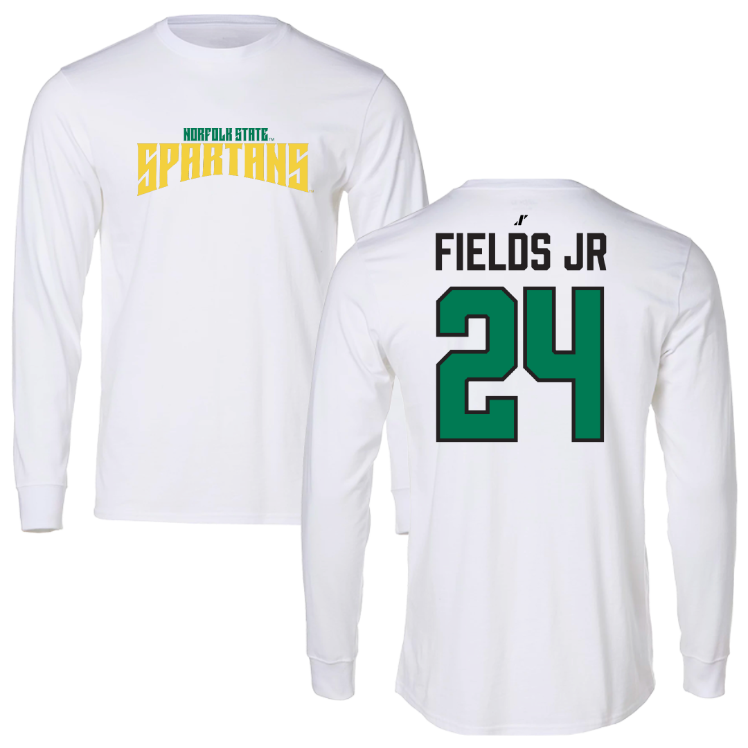Norfolk State University Basketball White Classic Long Sleeve - #24 Chris Fields Jr