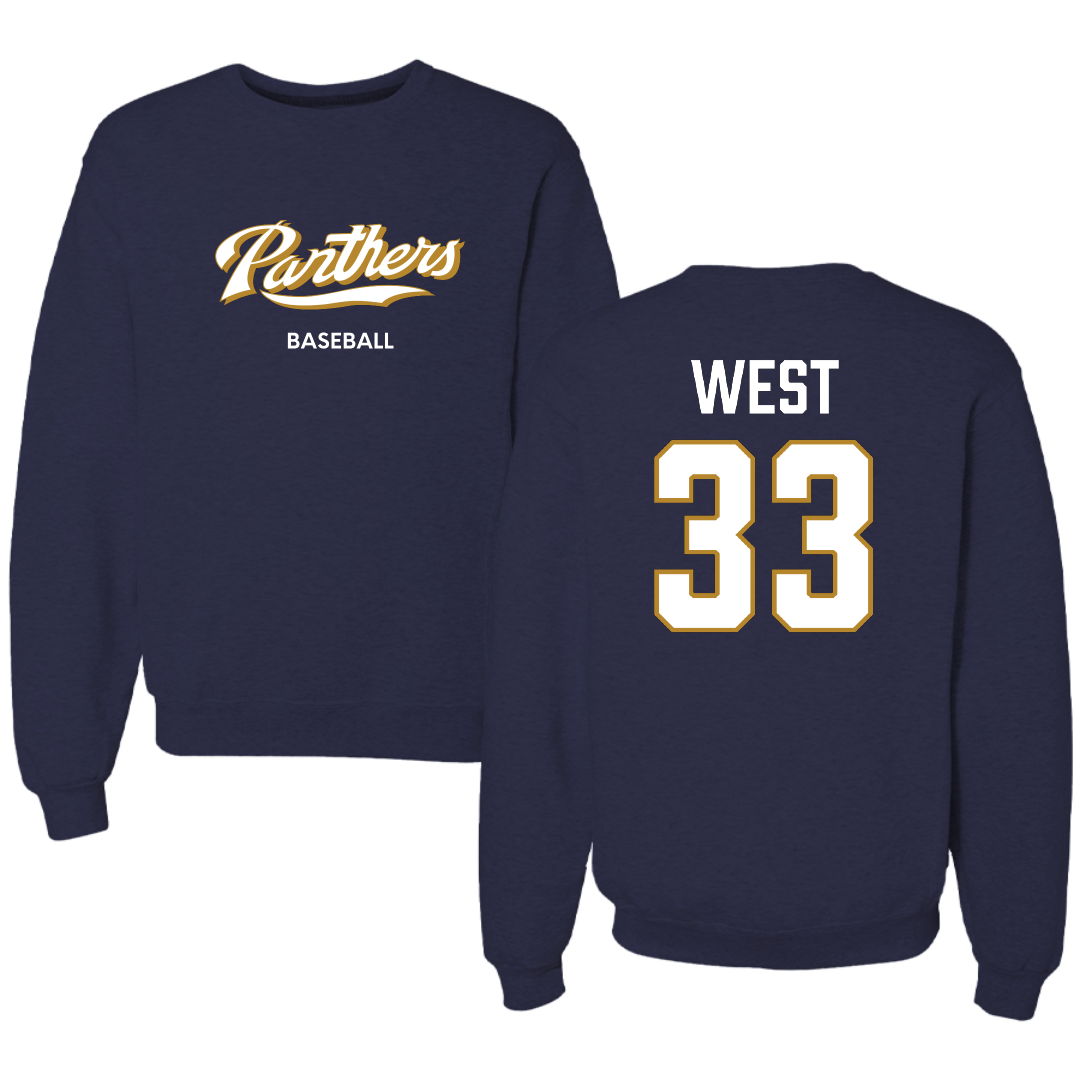 Florida International University Baseball Navy Panthers Crewneck - #33 Brylan West