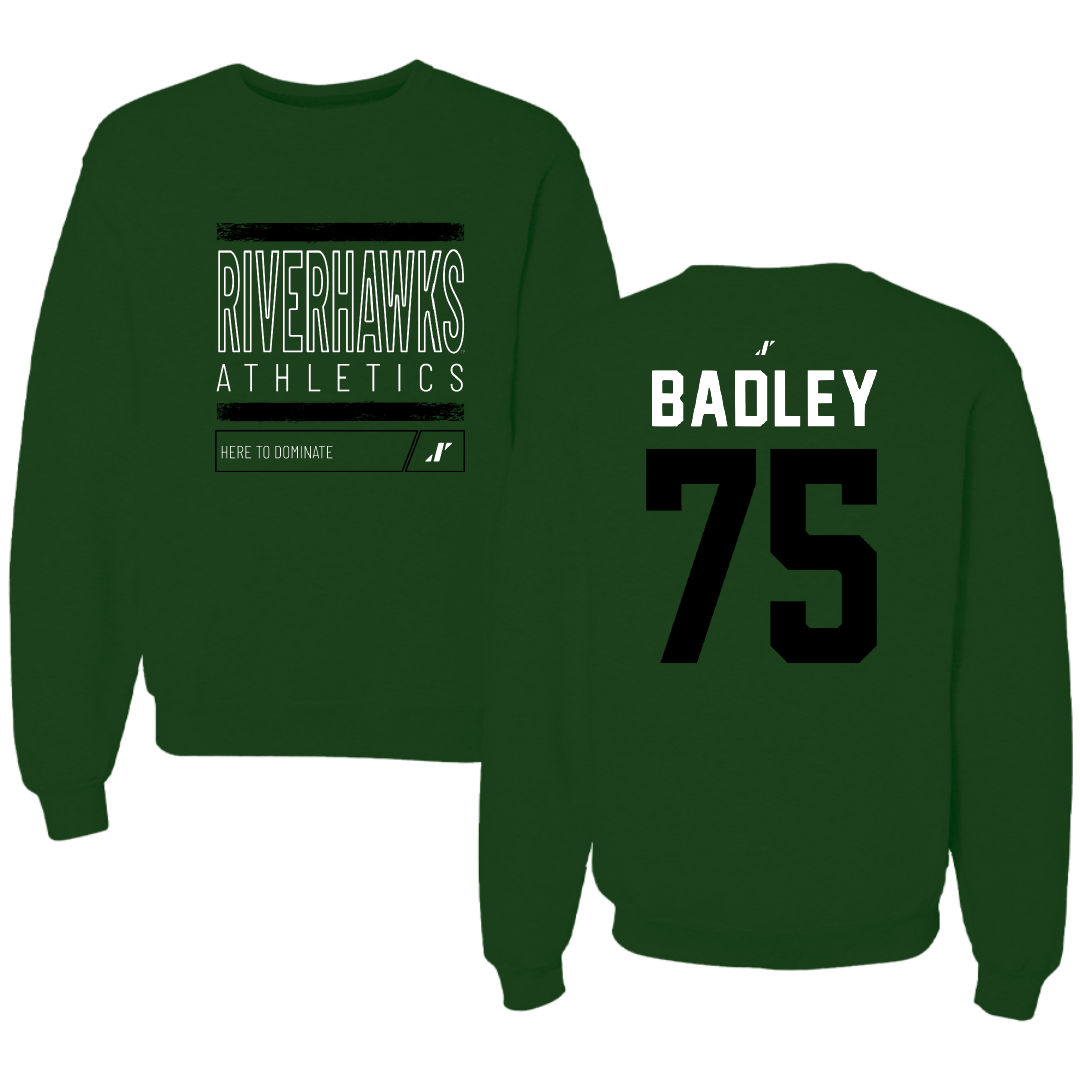 Northeastern State University Football Forest Green Dominate Crewneck - #75 Cayson Badley