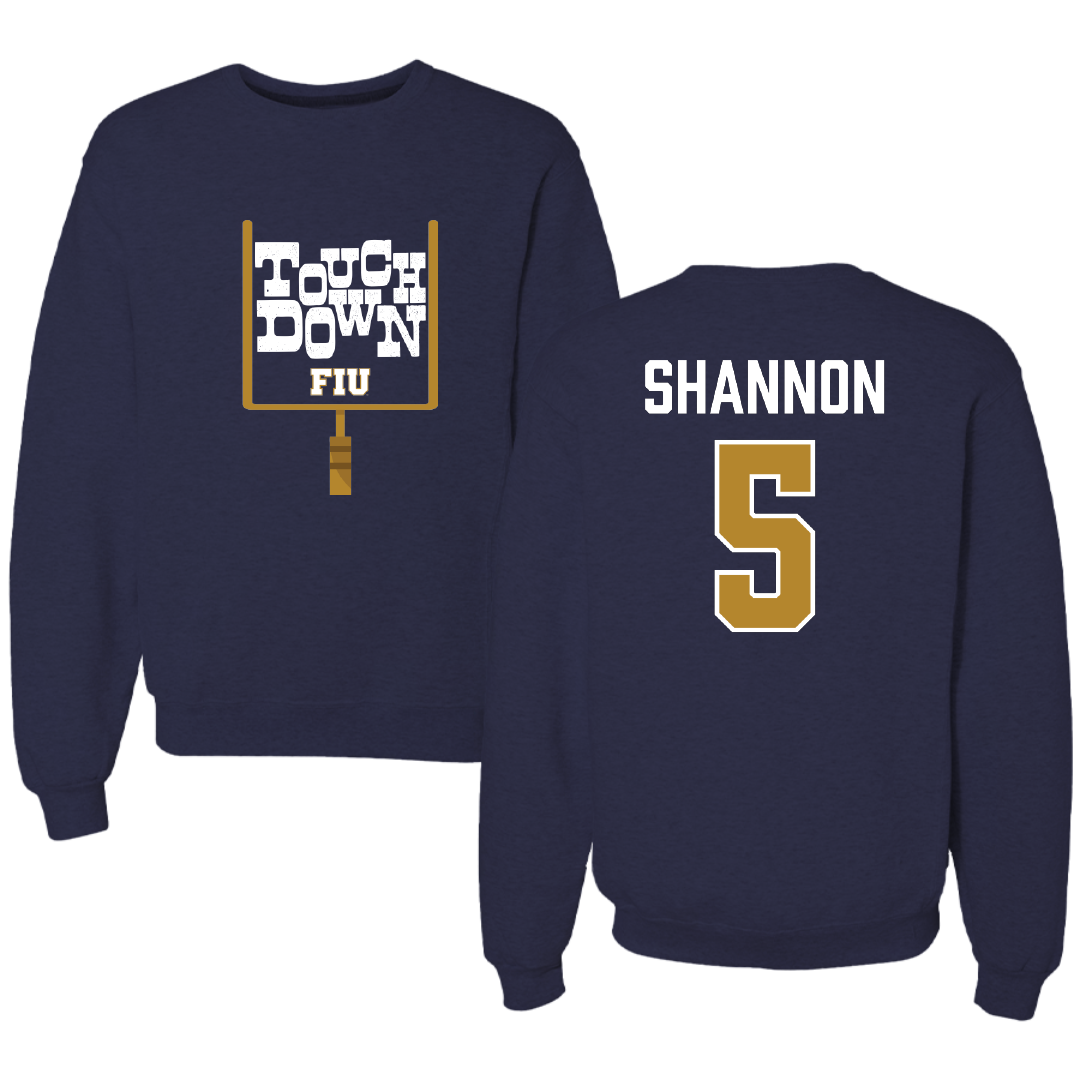 Florida International University Football Navy Touchdown Crewneck - #5 Steven Shannon