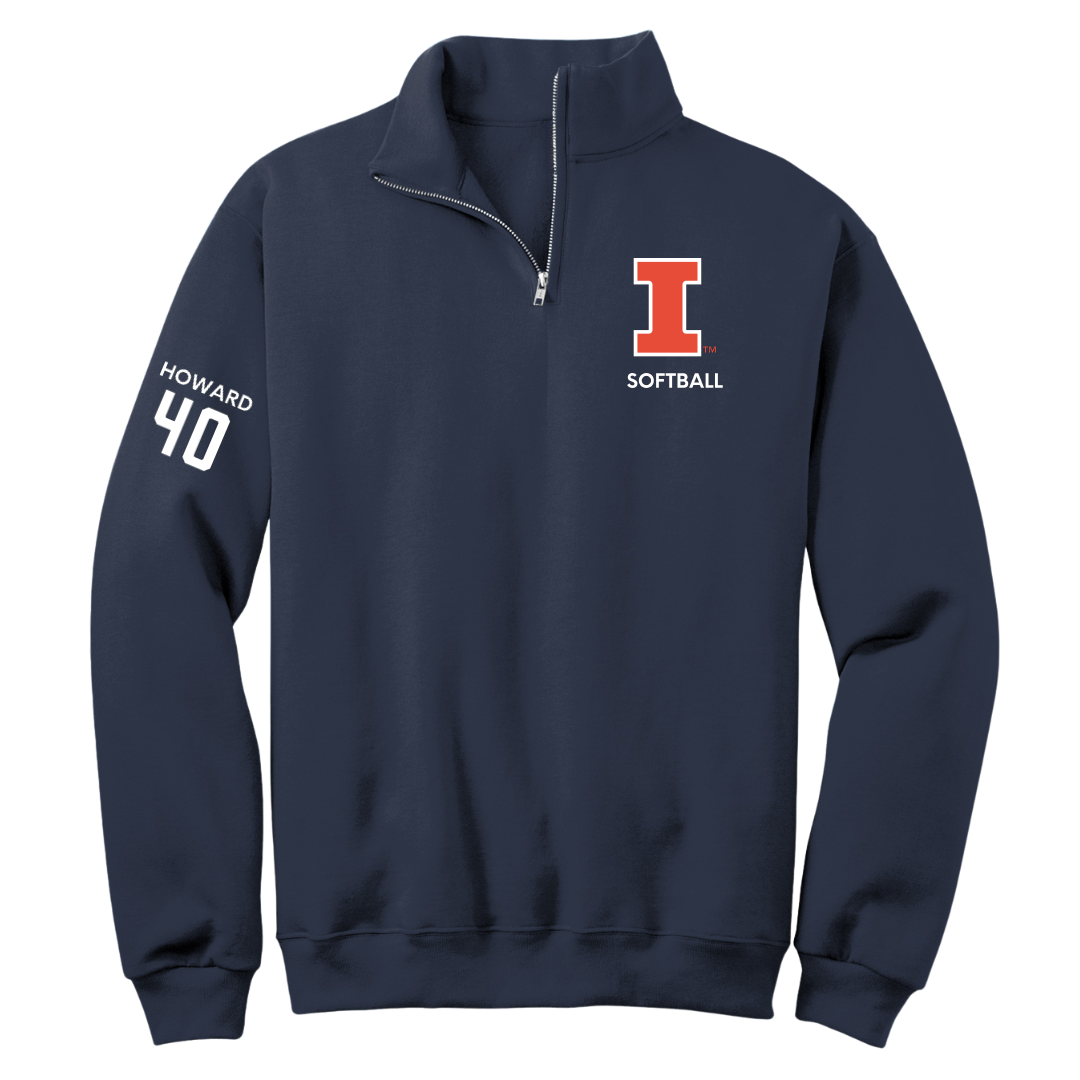 University of Illinois Softball Navy Quarter-Zip - #40 Zoie Howard