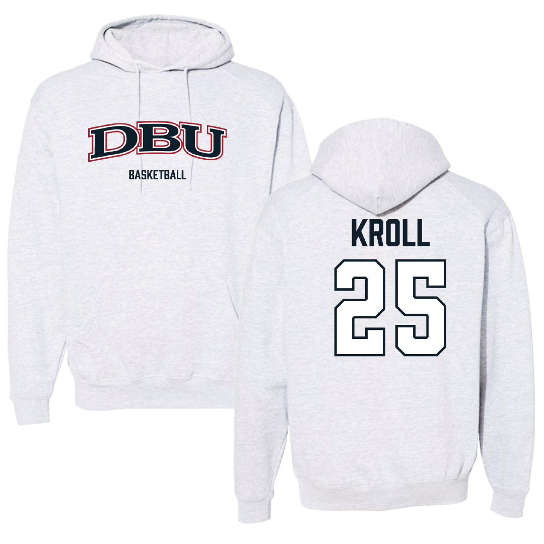 Dallas Baptist University Basketball (M) Light Gray Hoodie - #25 Graham Kroll