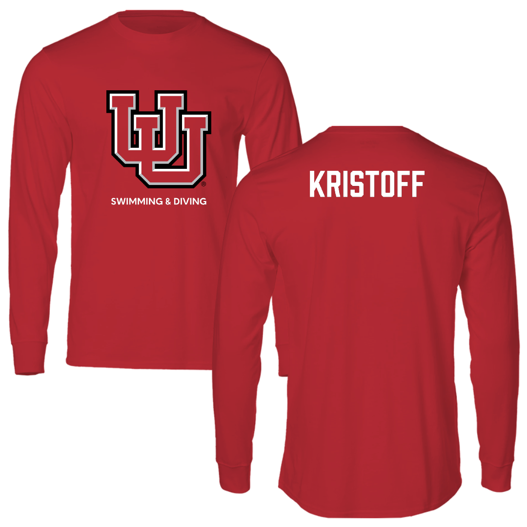 University of Utah Swimming & Diving Red Block Performance Long Sleeve - Keaton Kristoff