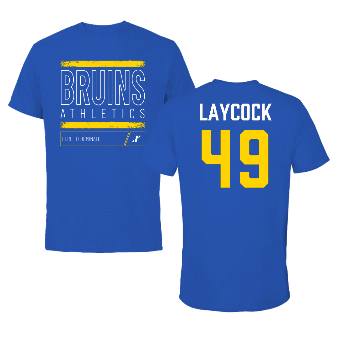 Salt Lake Community College Baseball Blue Dominate Performance Tee - #49 Austin Laycock