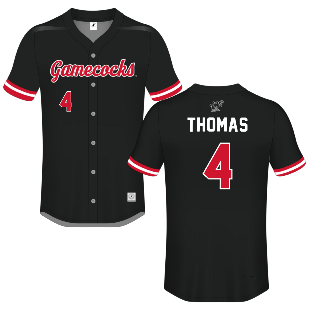 Jacksonville State University Black Button-Down Jersey - #4 Kenskey Thomas