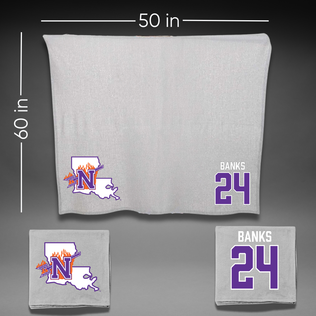 Northwestern State University Football Gray Blanket - #24 Brian Banks
