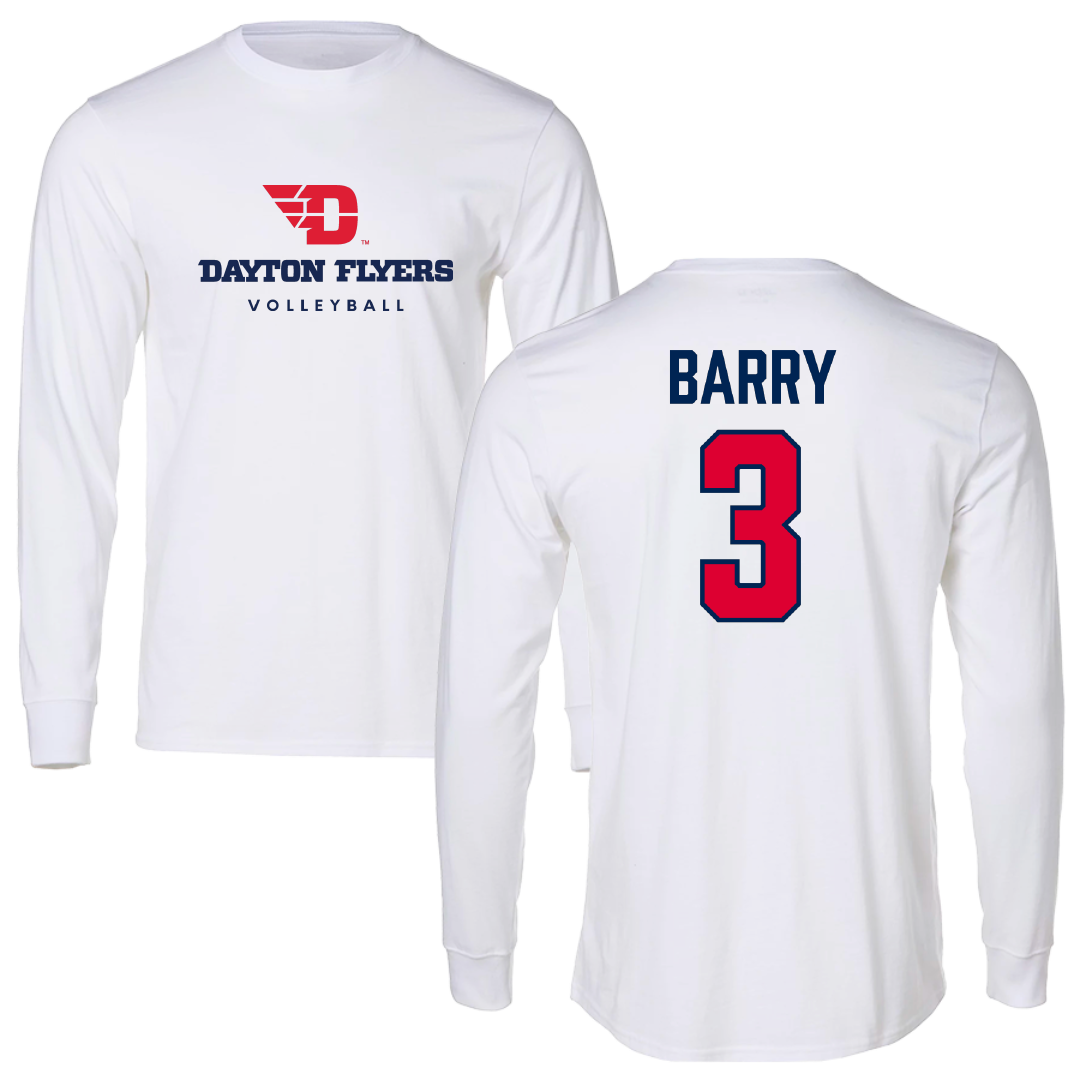 University of Dayton Volleyball White Performance Long Sleeve - #3 Lily Barry