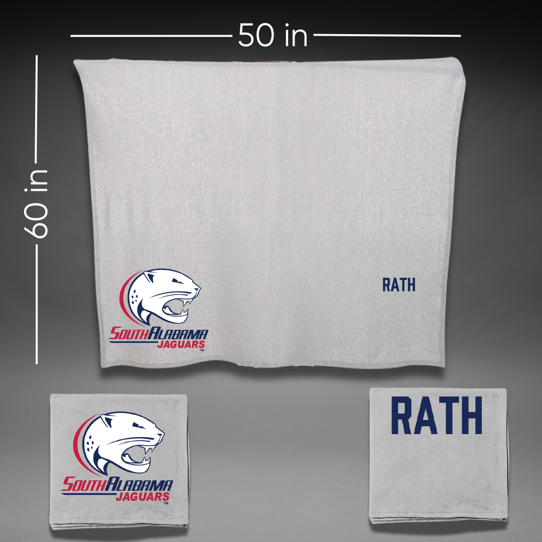 University of South Alabama Tennis Gray Blanket - Ava Rath