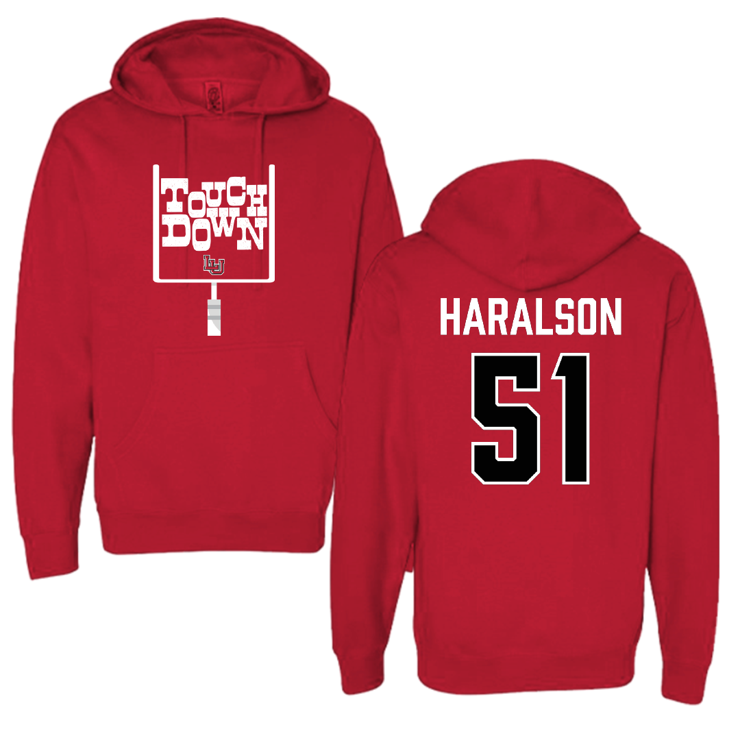 Lamar University Football Red Touchdown Hoodie - #51 Alex Haralson