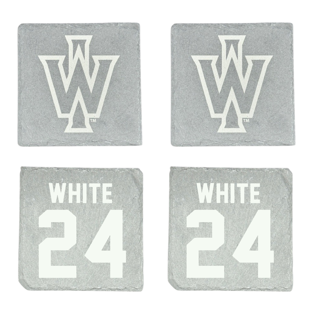 Illinois Wesleyan University Soccer Stone Coaster (4 Pack)  - #24 Sawyer White