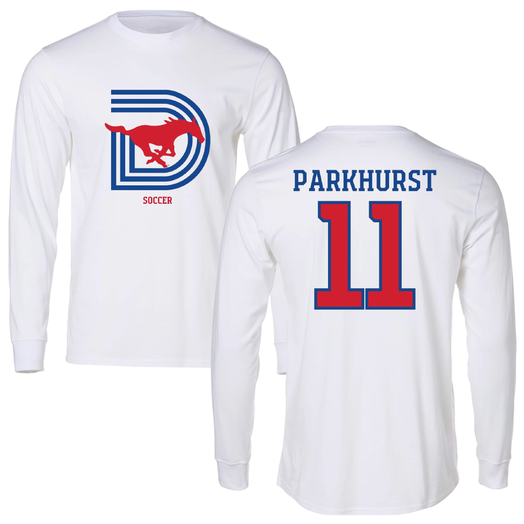 Southern Methodist University Soccer (W) White Performance Long Sleeve - #11 Zoë Parkhurst